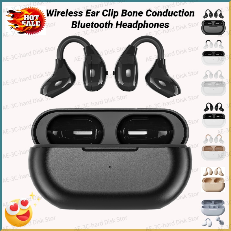2023 Wireless Ear Clip Bone Conduction Bluetooth Headphones 5.3 Ear Clip on Ear Earring sports earphones earbud hooks with Mic