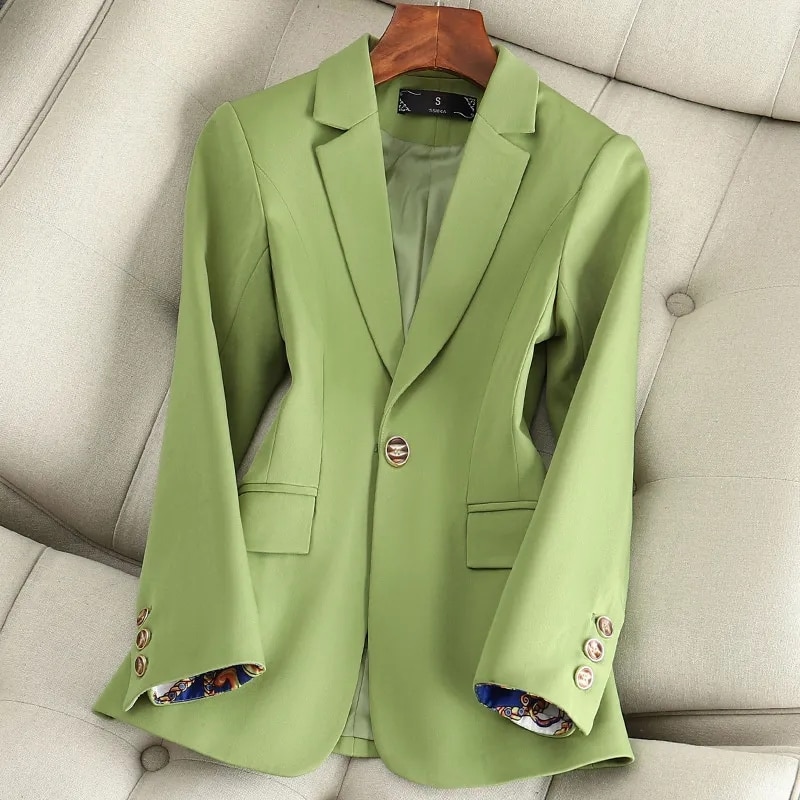New Fashion Spring Autumn Green Blazer Women's Korean Long Sleeve Casual Office Ladies Suit Blazer Elegant Jackets Outerwea