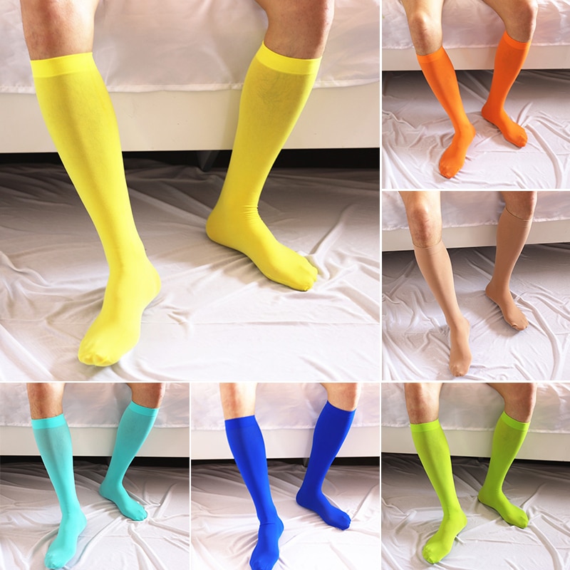 Different Color Knee High Ultrathin Socks Stockings Soft Stretchy Knee High Invisible Seamless Tube Hosiery Dress Socks Gifts