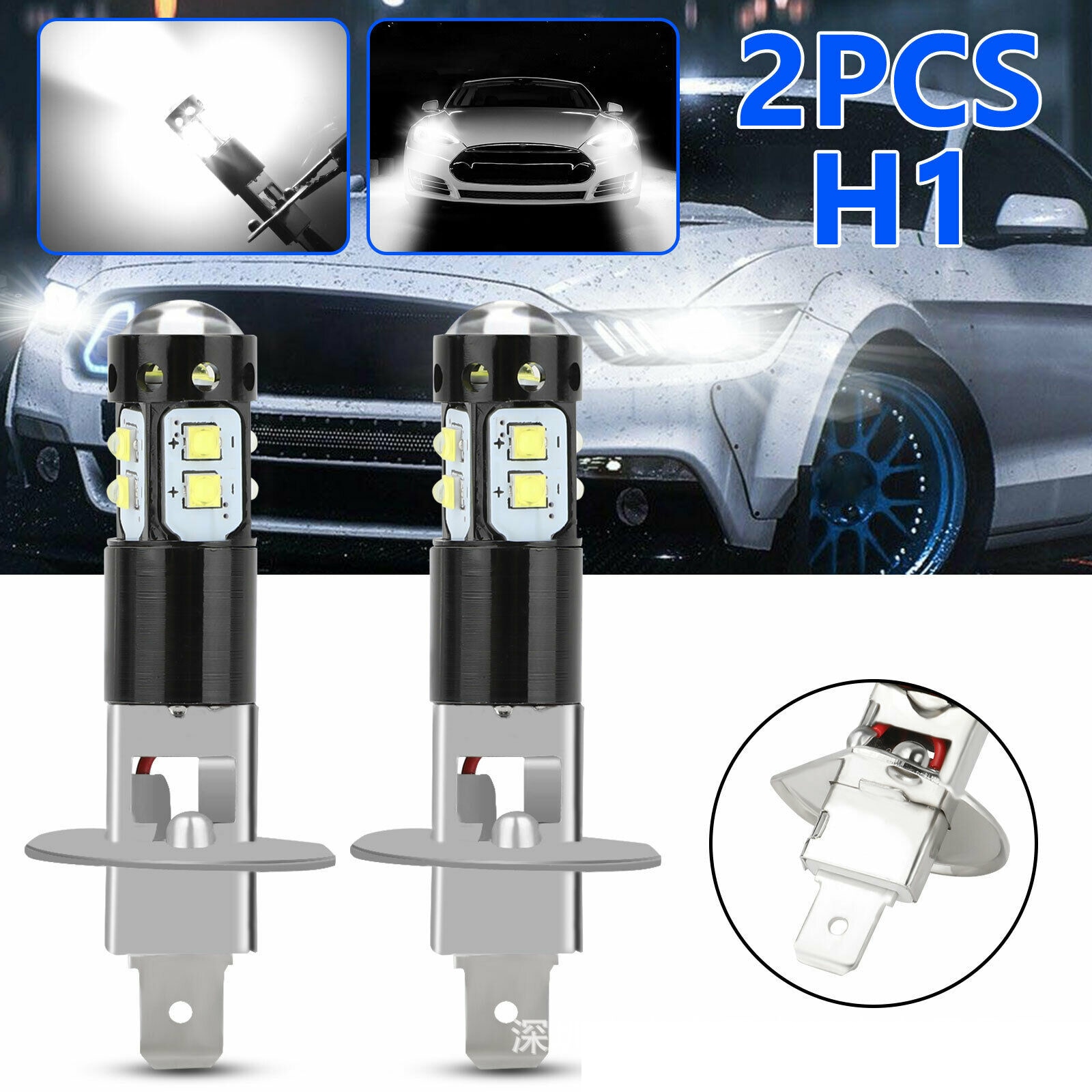 2Pcs H1 LED Car Headlight 9005 9006 H8 H9 H11 H16 12000Lm 12V 24V 100W 880 6000K White High Low Beam Fog Lamps Light Bulbs