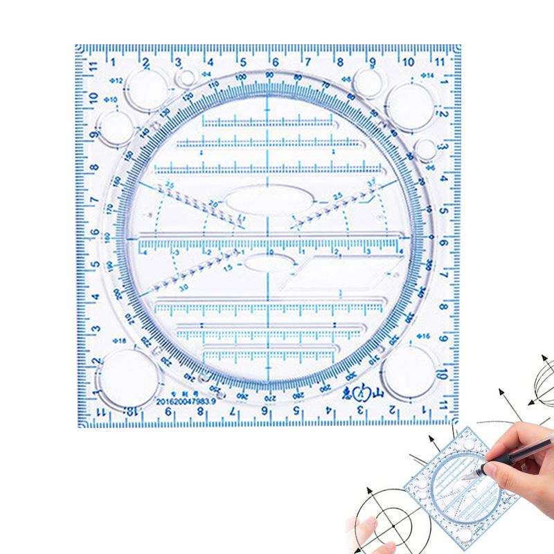 Circle Templates Measuring Ruler Geometric Drawing Rulers Drafting Tools For School Office Drawings Portable Measuring Draft