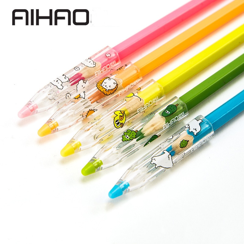 5pcs Elementary School Cartoon Pencil Cap Pencil Case Protection Pencil Extender Pencil Caps School Supplies Pen Cover