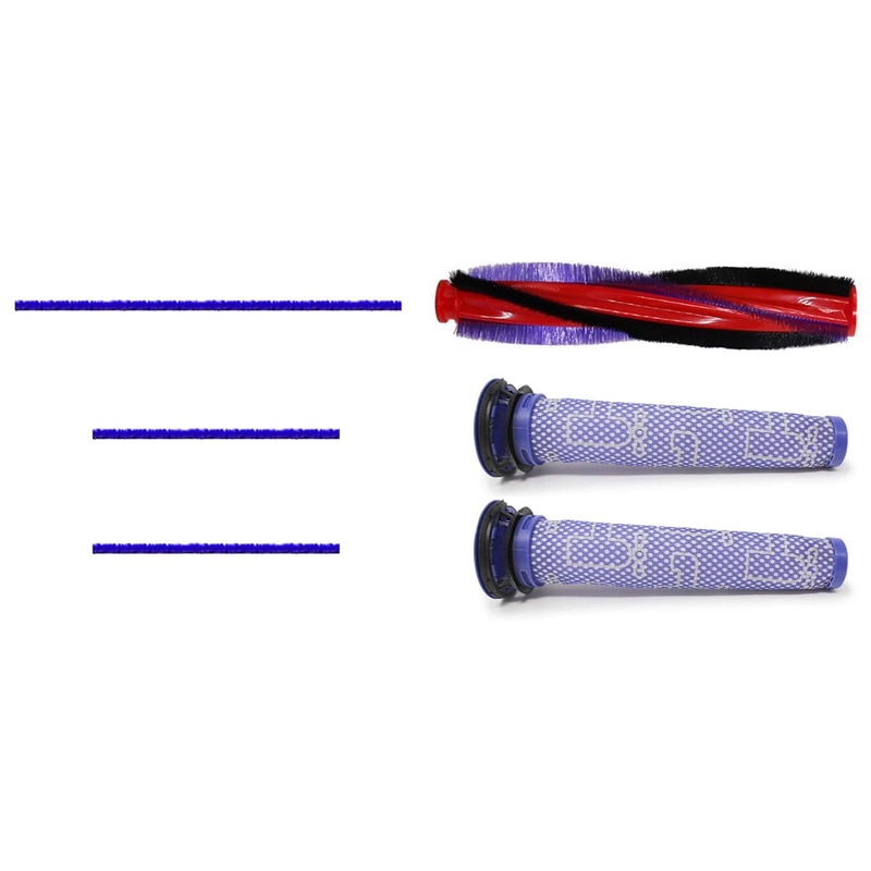 HEPA Filter Main Roller Brush For Dyson V6 DC59 DC62 SV03 With 3Pcs Soft Plush Strips For Dyson V6 V7 V8 V10 V11