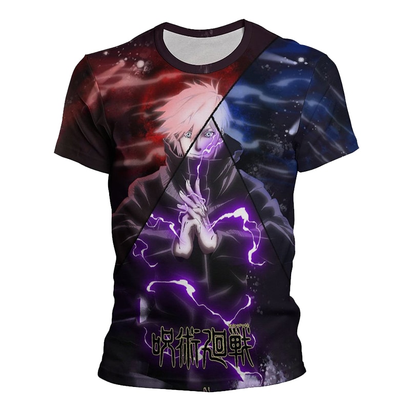 Harajuku Fashion Gojo Satoru Printed T Shirts Anime Jujutsu Kaisen Graphic Tee Men Summer Sport Top Breathable O Neck Streetwear