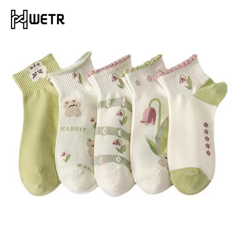 Cute Rabbit Socks For Girl Ankle Socks For Women Cotton Short Flower Kwaii Korea Style Fashion Women's Socks