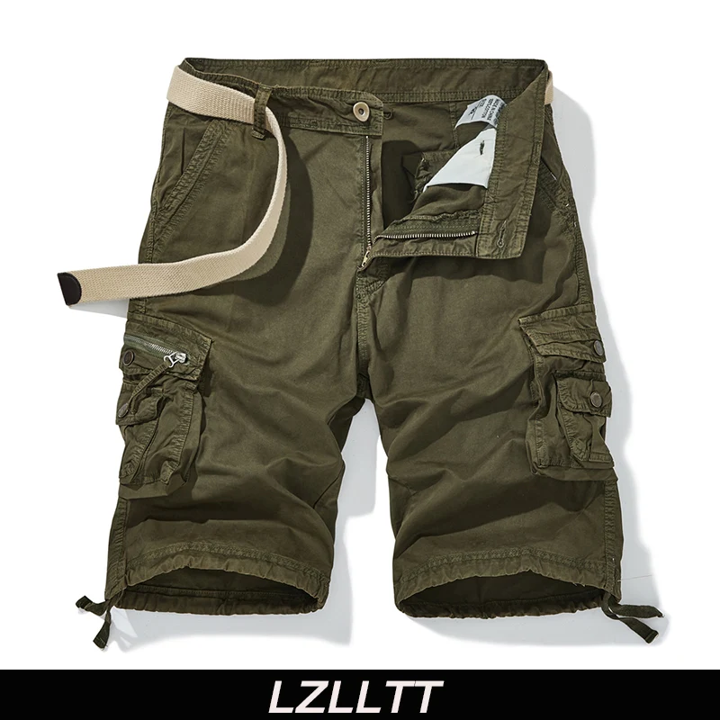 2023 Summer Men Cargo Cotton Shorts Men Clothing Casual Solid Breeche Bermuda Beach Jogger Multi Pocket Shorts Male Dropshipping