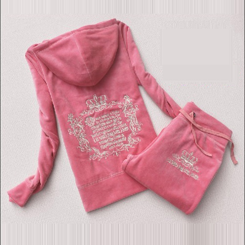 New Two Piece Set Elegant Velvet Casual Top and Pants Active Wear Tracksuit Women Outfits S-XXXL
