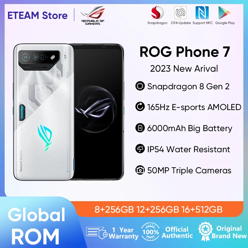 ASUS ROG Phone 7 Gaming Phone 2023 New Snapdragon 8 Gen 2 6.78'' 165Hz AMOLED 6000mAh 65W Fast Charge 5G Smartphone Ro