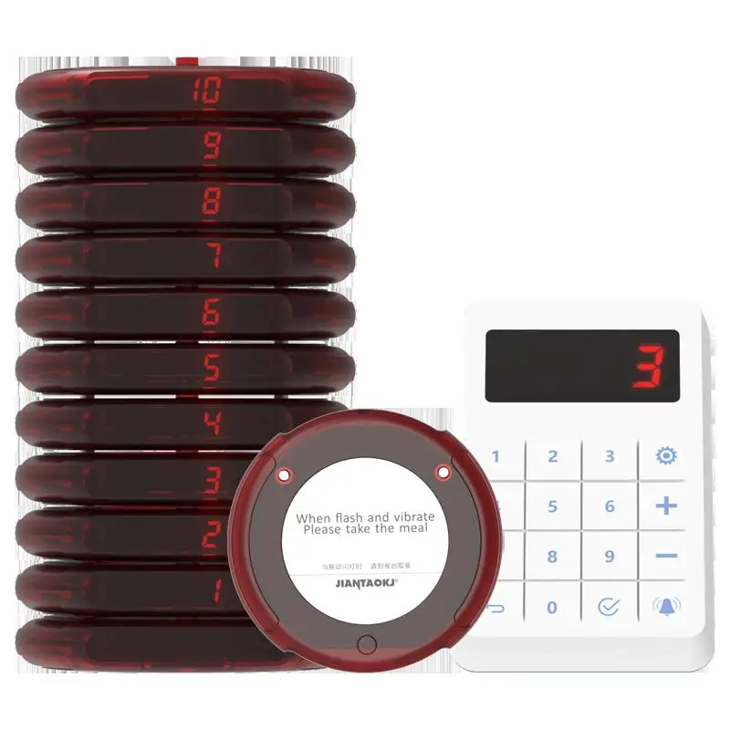 JIANTAO JT-9303 With 10 Strong Signal Pager Receiver Wireless Calling Pager System Coaster Restaurant Buzzer For Hookah Food