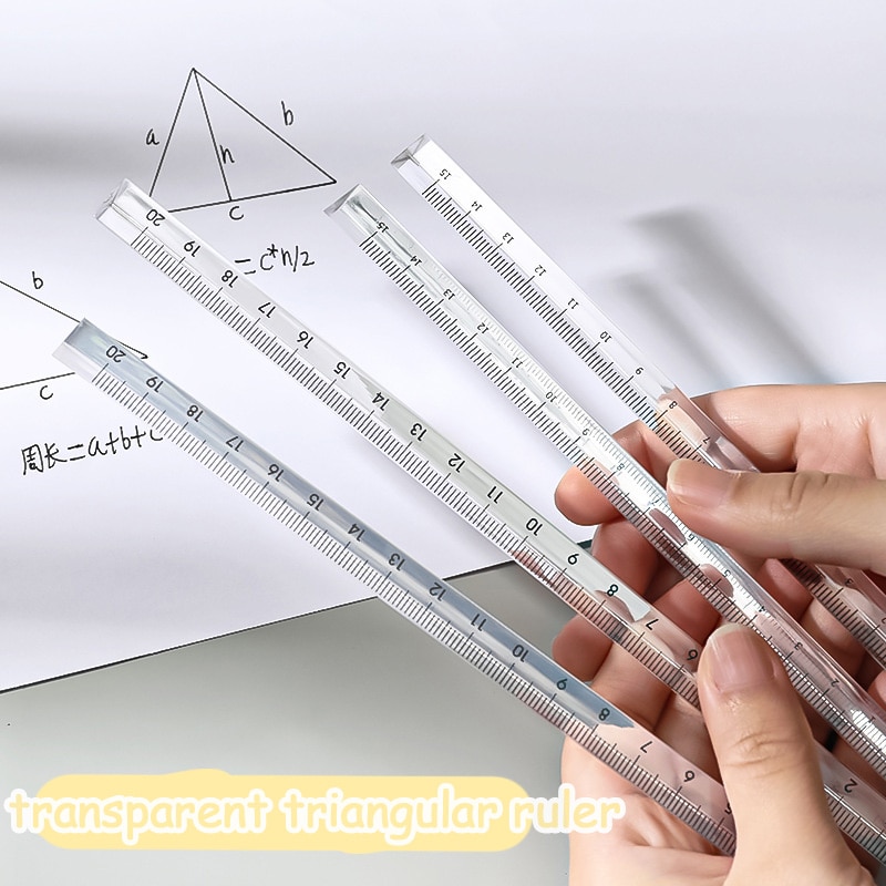 15cm 20cm Transparent Triangular Ruler Drawing Measuring Ruler School Exam Offic Supplies Stationery Gift Prize