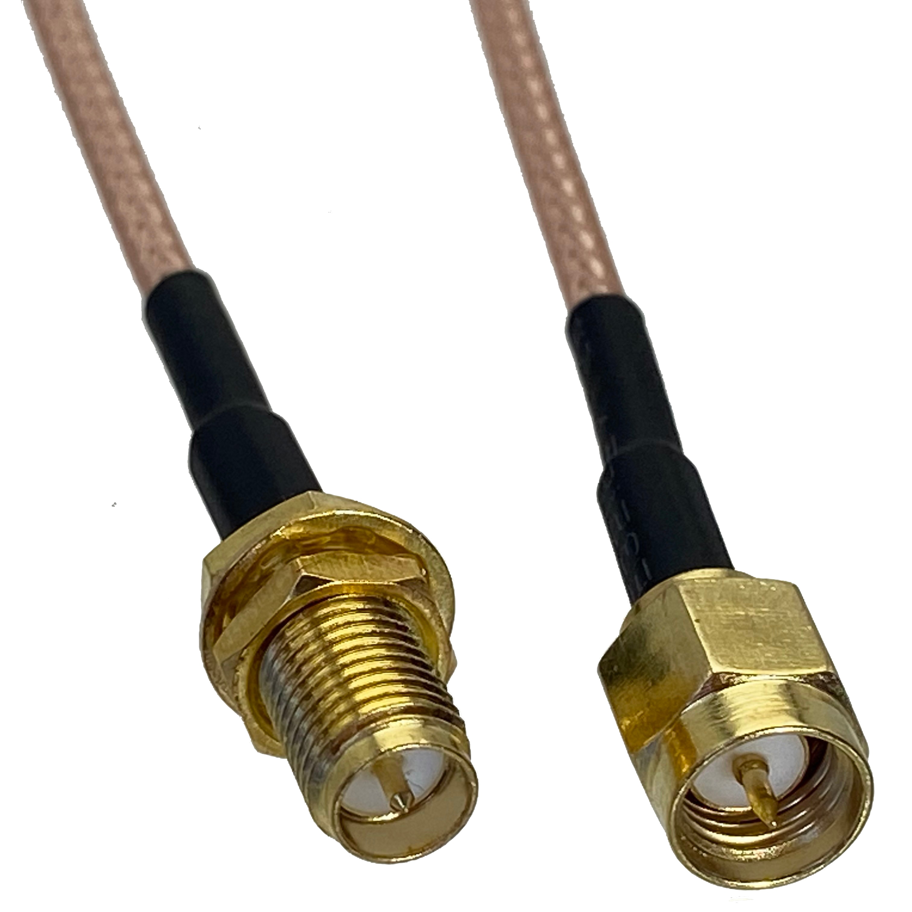RG316 RP SMA Female Plug Bulkhead to SMA Male Plug Connector 5CM~5M RF Coaxial Converter Wire Terminals Straight New Brass