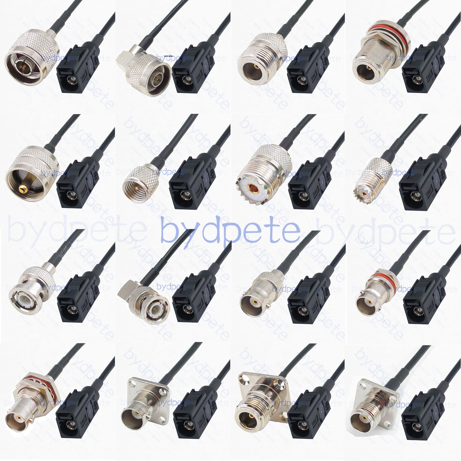 NO.2 Fakra-A Female Black 9005 to N UHF BNC TNC Male Female RG174 Cable For GSM Mobile Global Mobile Communication System 50Ohms