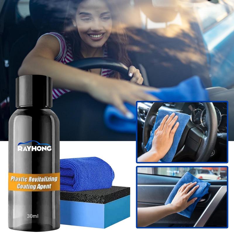 30/50ML Car Plastic Leather Part Repair Retreading Agent Automotive Interior Panel Agent With Sponge Towel Clean Detailing Tools