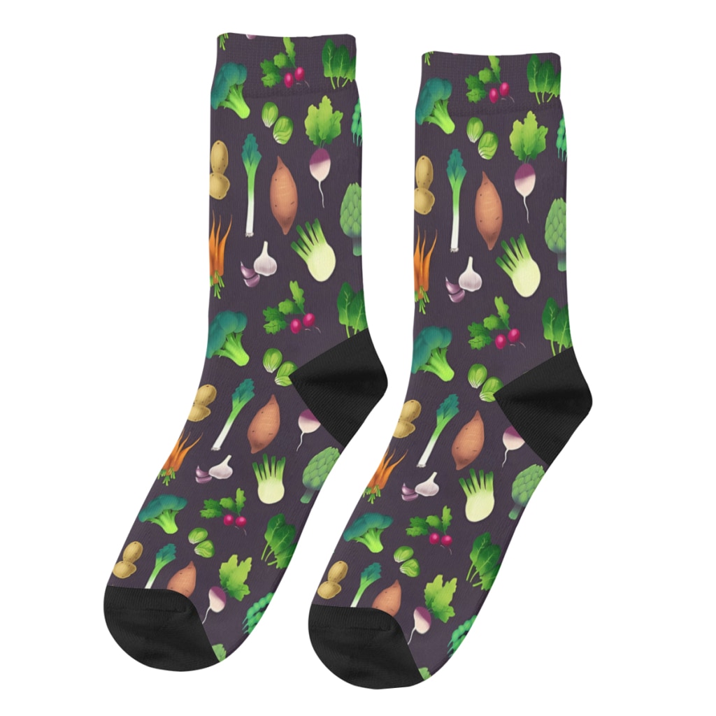 Farmers Market Happy Men's Socks Vintage Vegetables Food Street Style Novelty Crew Sock Gift Pattern Printed