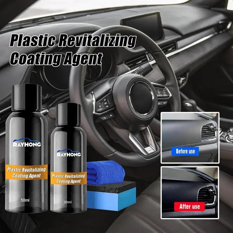 Car Interior Cleaner Automobile Detailing Tool With Sponge Towel Interior Restoring Revitalizing Liquid Vehicle Coating Set