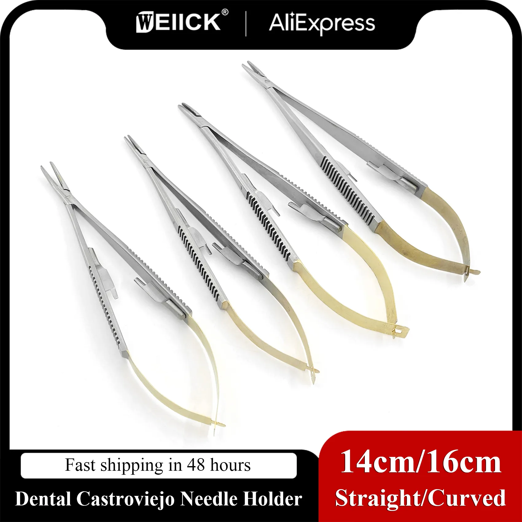 WellCK 14cm/16cm Castroviejo Needle Holder Dental Orthodontic Implant Dental Needle Holders Dentist Equipment