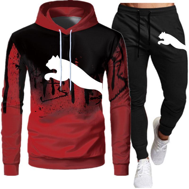 Men's Sweatshirt+sweatpant Tracksuit Splash Ink Designer Hoodie Trouser Sets Sport Suits Man Fashion Hooded Streetwear for 