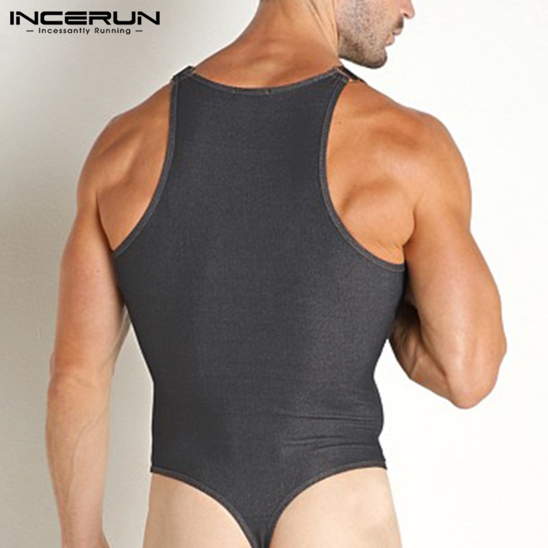 Fashion Casual Style Rompers INCERUN New Men Hot Selling Homewear Imitation Denim Elastic Fit Triangle Male Bodysuits S-5XL 2023