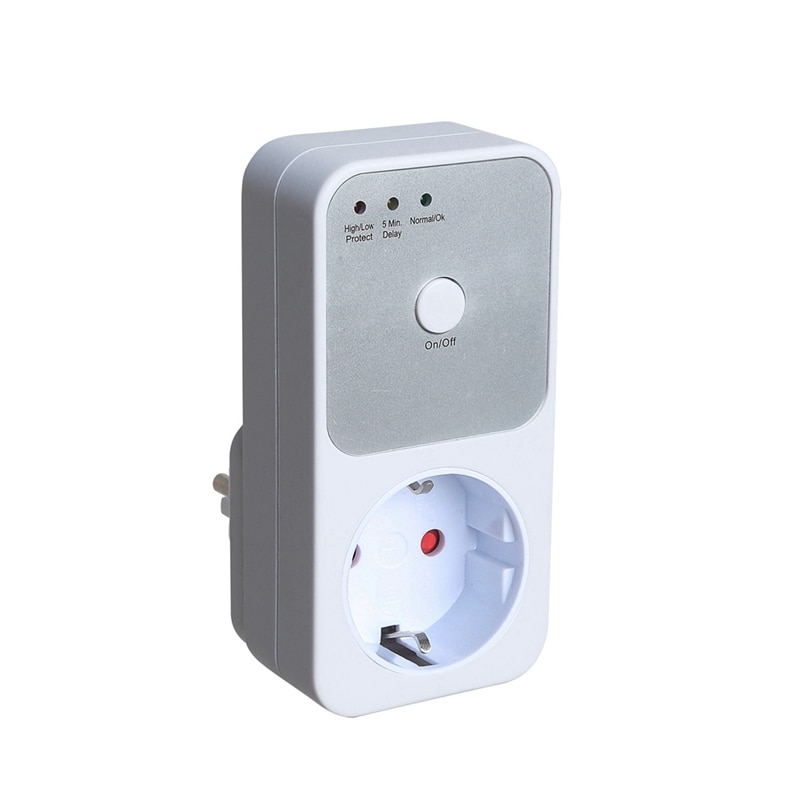 LBER Automatic Voltage Protector Socket 170-260V Voltage Protector Safe Protector 5-6 Mins Delay Socket Switcher EU Plug