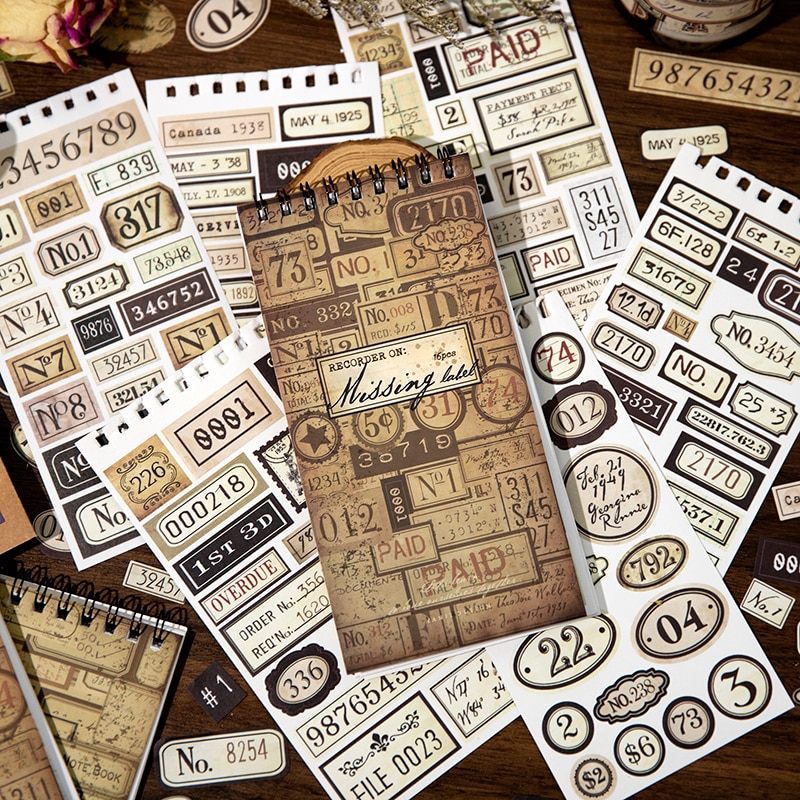 12Pcs Scrapbooking Supplies Diary Planner Label Decorative Craft Date Numbers Material Collage scrapbooking 172*90MM