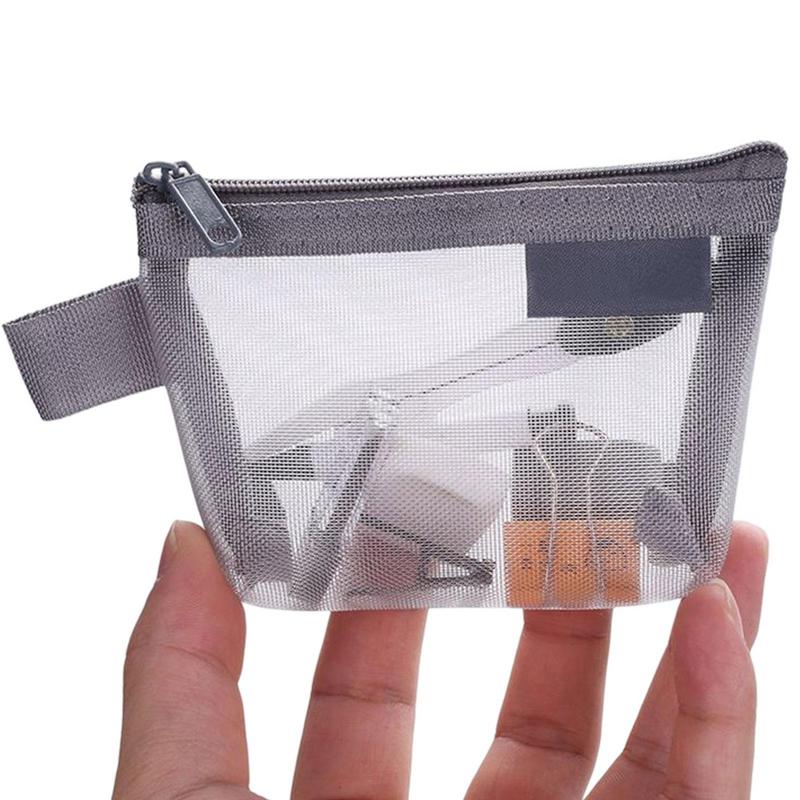 Mesh Zipper Bags Three-Dimensional Triangular Mesh Coin Multipurpose Mini Nylon Change Pouch For Cards Keys Coins Lipsticks