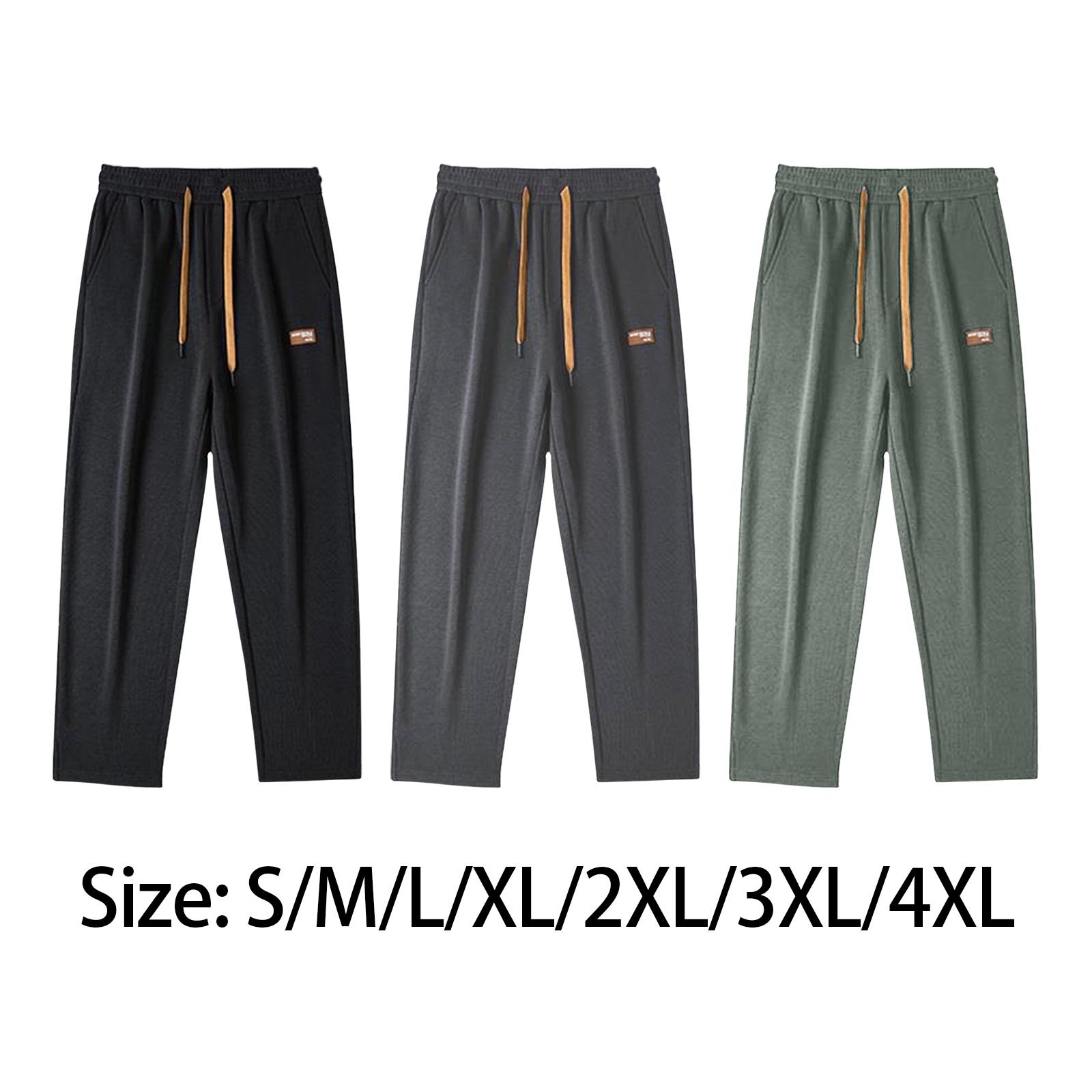 Men Sweatpants Trousers Open Bottom Elastic Waist Sports Straight Pants Track Pants for Running Hiking Walking Fishing Training