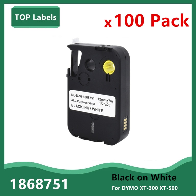 100PK Compatible Maker Cartridge Dymo XTL 1868751 All-Purpose Vinyl Labels 1/2" For Dymo XTL-300 XTL-500 XTL300 XTL500 Prin