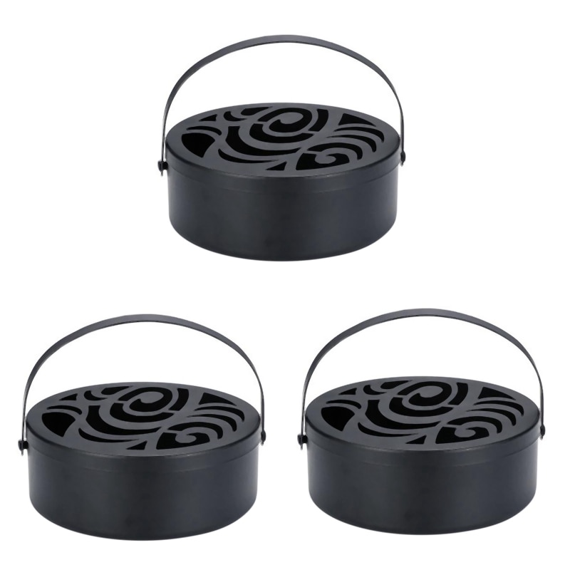 3X Metal Portable Mosquito Coil Holder,Household Mosquito Repellent Box,Classical Design Portable Mosquito Coil Holder