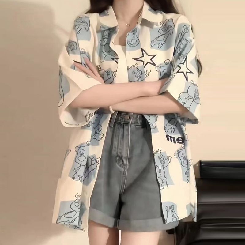 Blouse Kawaii Shirt Y2k Top Shirt Clothing Short Sleeve Womens Tops Blouses Women's Clothing Spring Summer Shirt