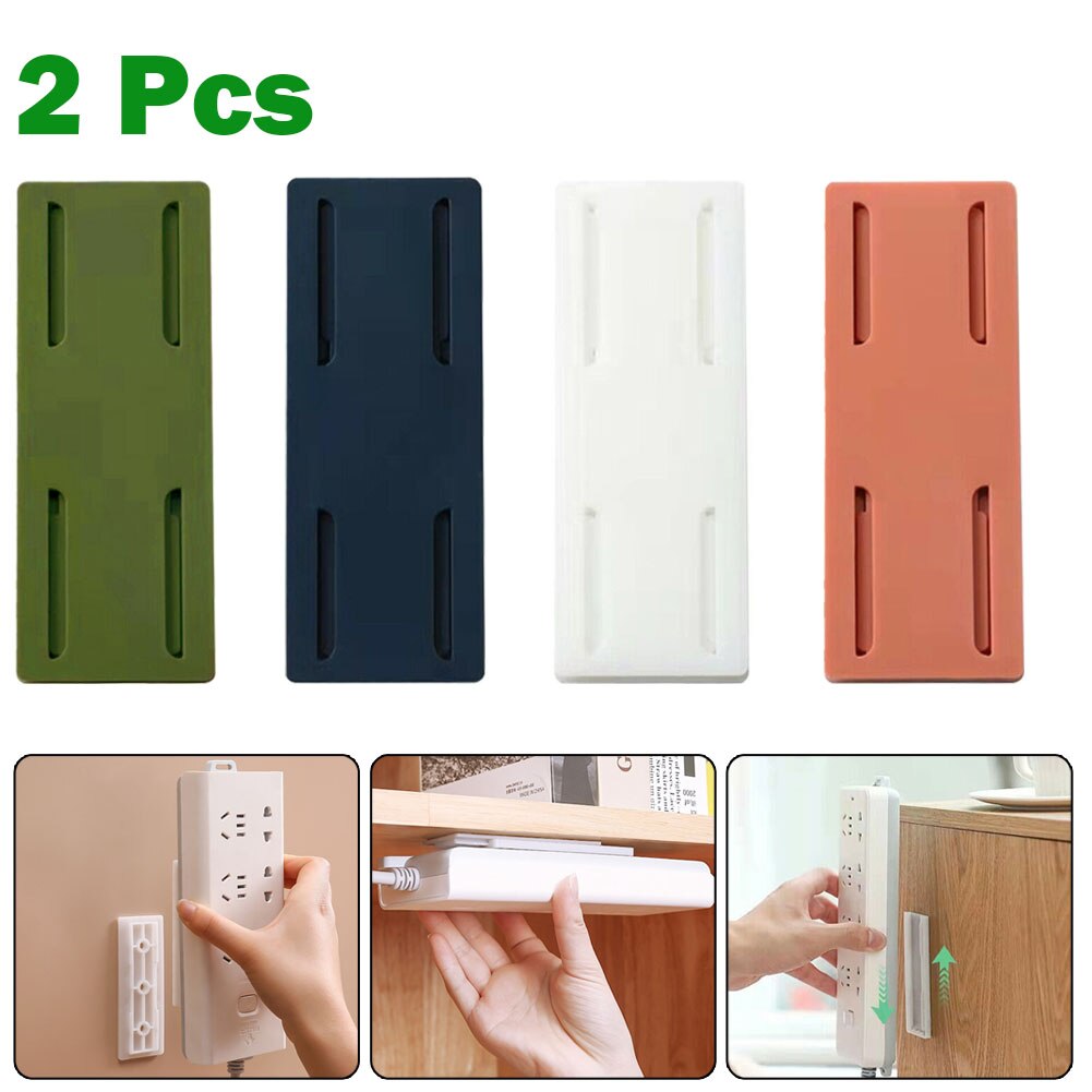 2PCS Socket Holder Self Adhesive Socket Fixer Wall Mounted Power Strip Holder Fixator Household Punch-free Cable Organizer