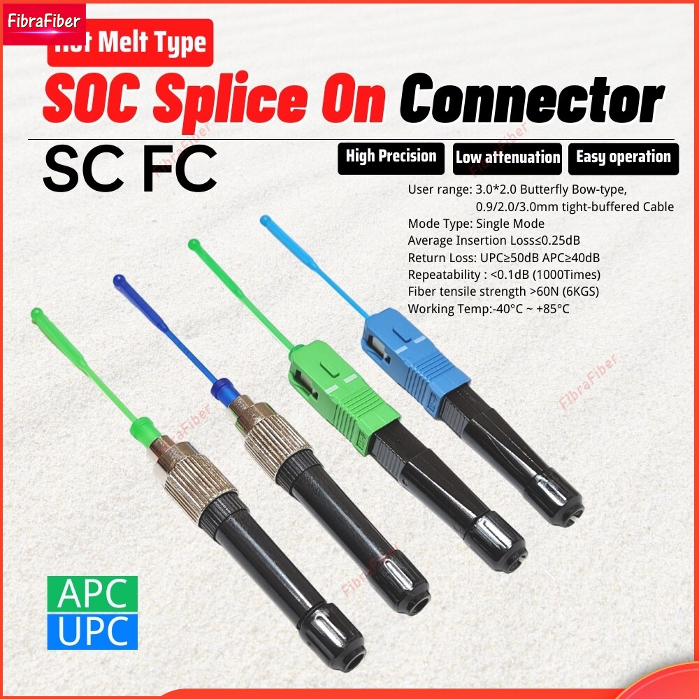 200Pcs SC/APC Optical Fiber Fast Connector SOC Fusion Splice-on Connector