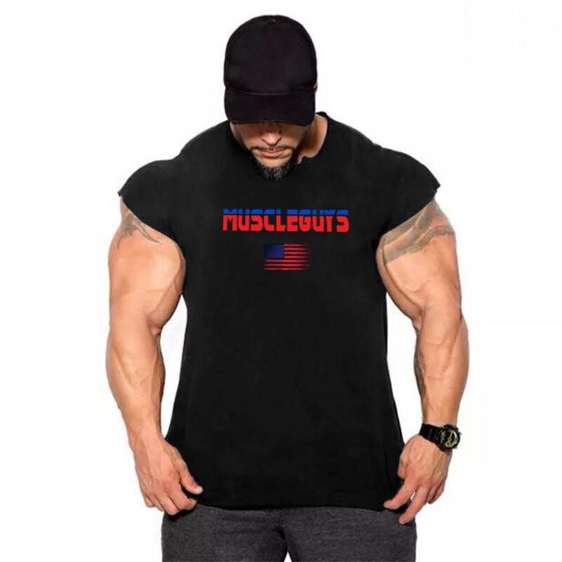 Gym Bodybuilding Tank Tops Men Outdoor Casual Hip Hop Clothing Summer Breathable Comfortable Cotton Loose T-shirt Muscle Singlet