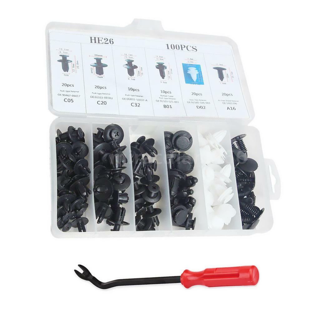 100PCS Clip Car Vehicle Plastic Push Retainer Pin Rivet Fasteners Kit Set