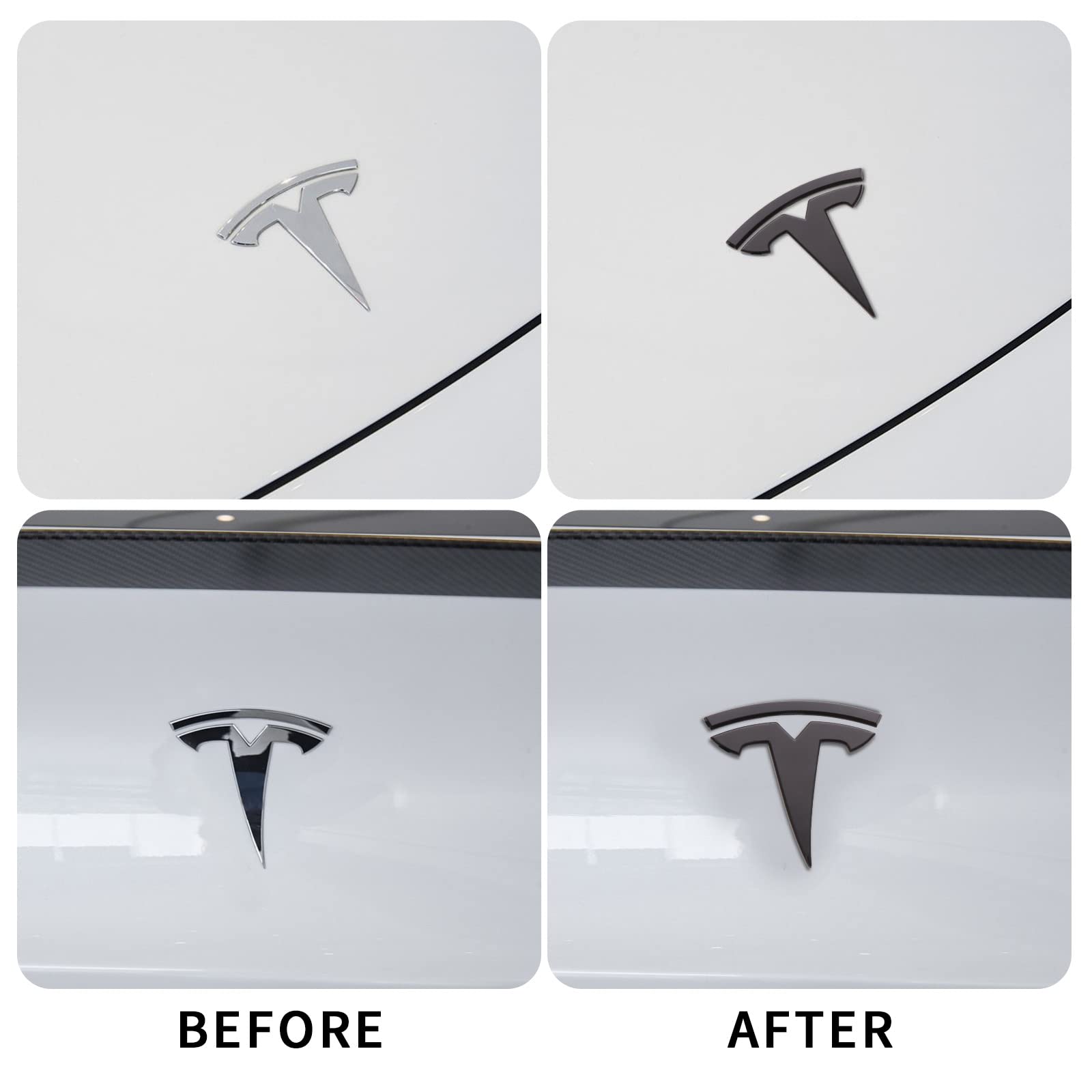 Tesla Logo Stikers For Model Y 2022 2023 3Pcs Front Rear Trunk Styling Logo Emblem Matte Black Paste Car Accessories Twobarrels