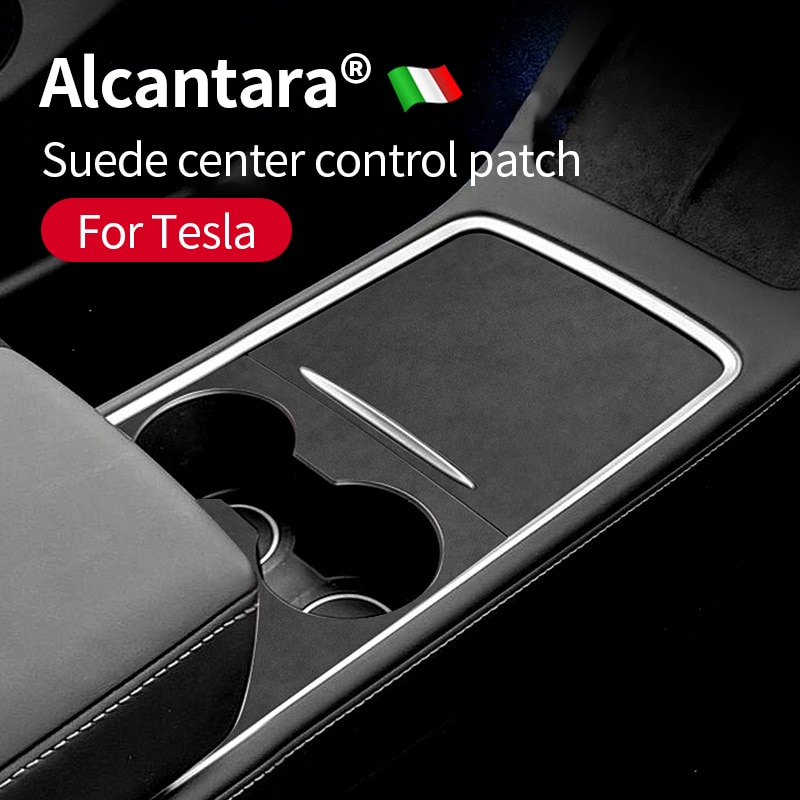 Alcantara Suede For Tesla Model 3 Model Y 2027-2023 Accessories Car Center Console Armrest Panel Shell Water Cup Holder Cover
