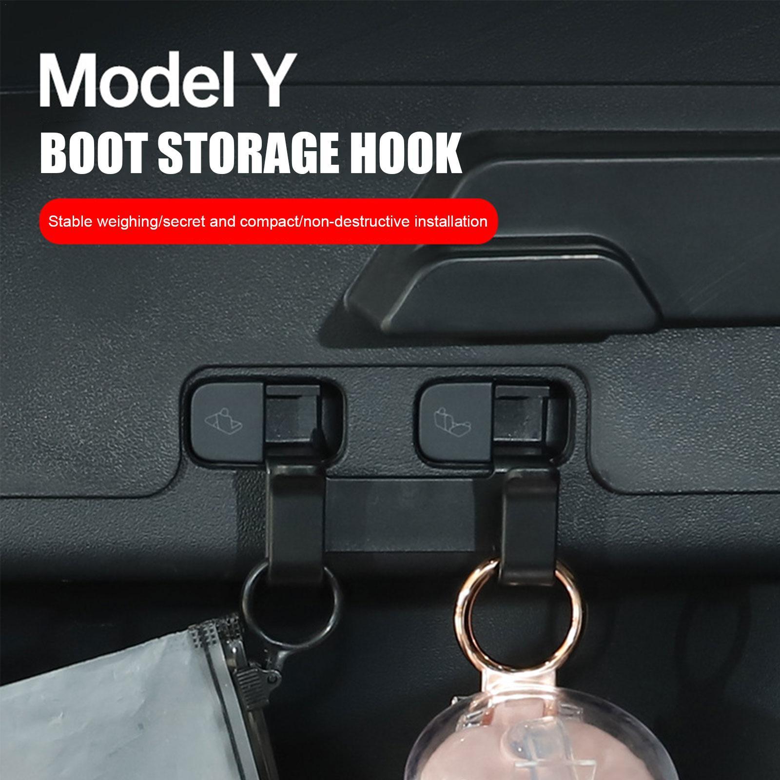 Car Rear Trunk Hook For Tesla Model Y Luggage Sundries Bag Hanger Storage Organizer Trim Refit Interior Decoration Accessories