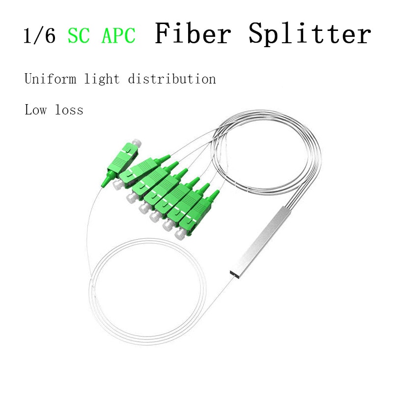 10PCS/Lot 1X6 SC APC PLC Optical Splitter FTTH Fiber Optic Splitter FBT Optical Coupler Singlemode Steel Pipe Free Shipping