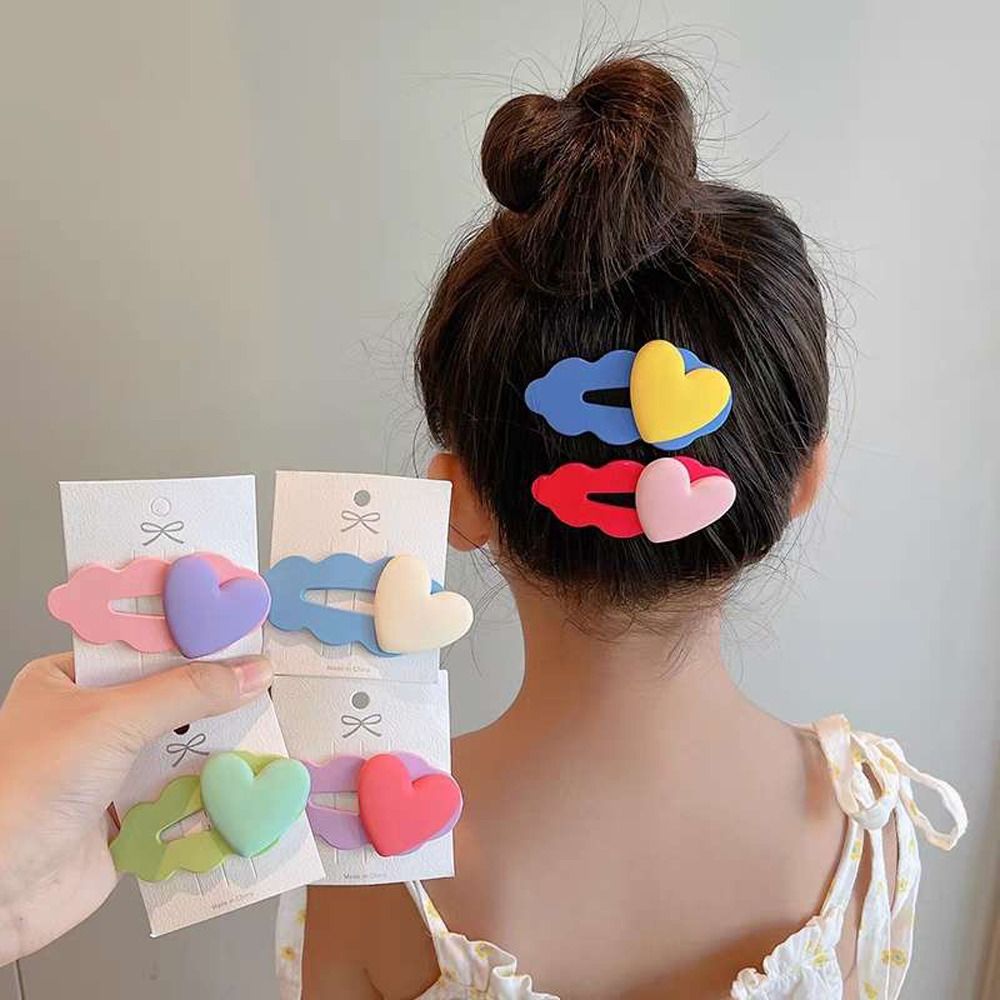 Children's Candy Color Wave Love Side Barrettes Does Not Hurt Hair Bangs BB Clip Jelly Hit Color Hairpin
