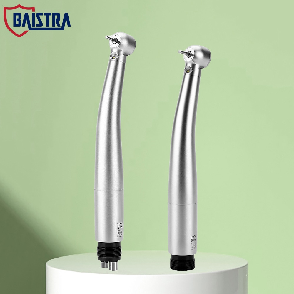 BAISTRA Dental High Speed E-generator LED Self Power Handpiece Push Button Ceramic Bearing Triple Spray 2/4 Holes Optional