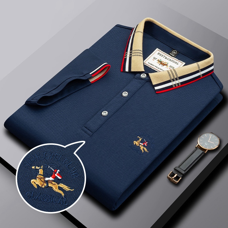 Summer New Men's Polo Shirts Short-sleeved T-shirt Solid Slim Color Business Embroidered Cotton Lapel Brand Tops Men Clothi