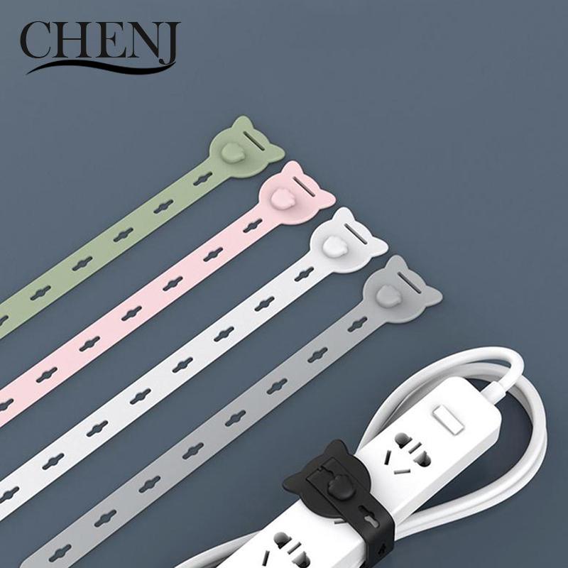 Fastening Cable Multi Purpose Silicone Binding Tie Reusable Adjustable Cord Ties Cable Management Strap Hook Loop Cord Organizer