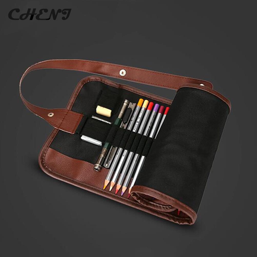 24Pcs/Set Vintage Makeup Cosmetic Brush Pen Pencil Case Sketch Pencils case Drawing Bag