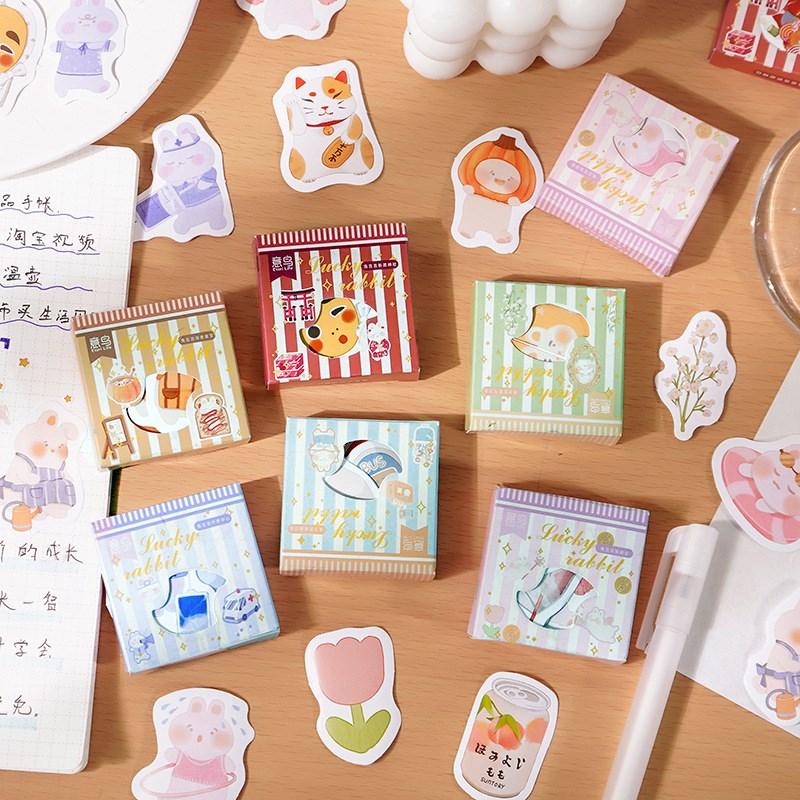 45 Pcs Kawaii Vintage Paper Journaling Sticker Set Animal Rabbit For Gift Packing Scrapbooking Planner Journal Arts DIY Craft