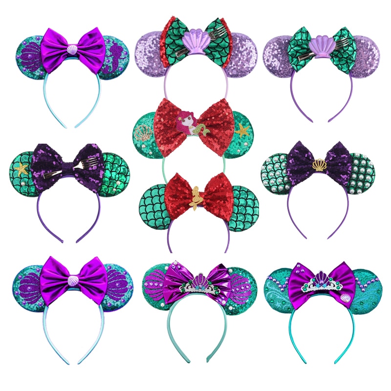 Mermaid Mickey Mouse Ears Headband Minnie Hair Bows Charactor For Women Festival Hairband Girls Hair Accessories Various Styles