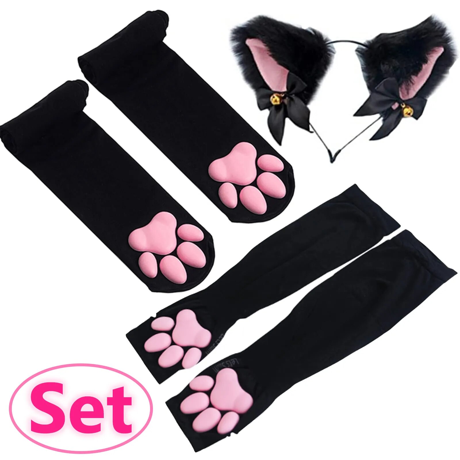 Cat Paw Socks Kawaii 3D Cat Claw Glover Women Sleeves Stocking Lolita Cosplay Pawpad Stockings Cat-Paw-Pad Thigh High Socks