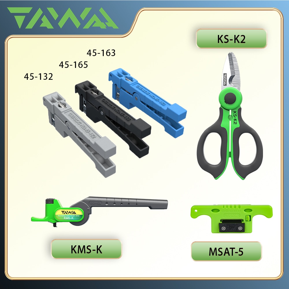 FTTH Fiber Optic Stripping Tools 0-8mm Diameter. Cutter Serrated Kevlar Scissors. Cable Slitter KMS-K Suitable ≥25mm