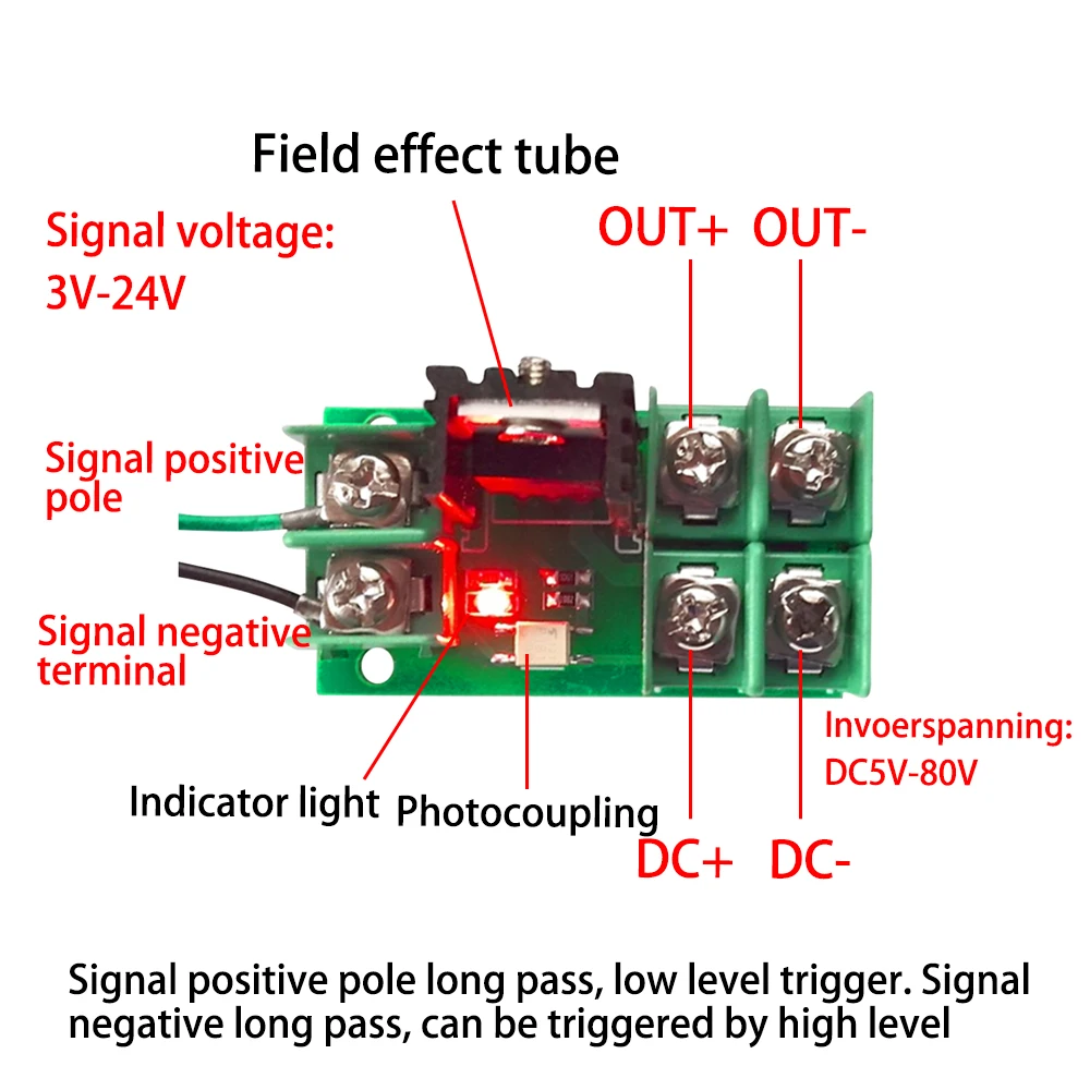 MOS Optocoupler Isolation Electronic Switch Control Board DC Control 3V~24V Input 8V~80V Output FET Pulse Trigger Switch Module