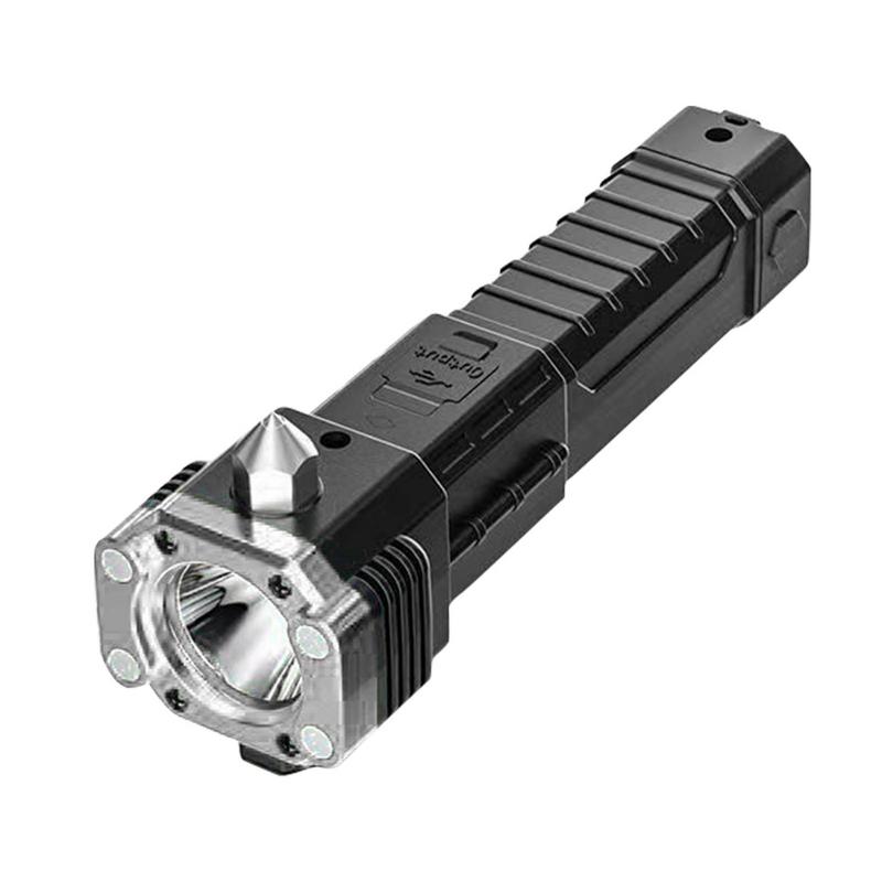 Multifunctional Safety Hammer Car Window Breaker Seatbelt Cutter Rescue Tool LED High Lumens Rechargeable Solar Powered Escape