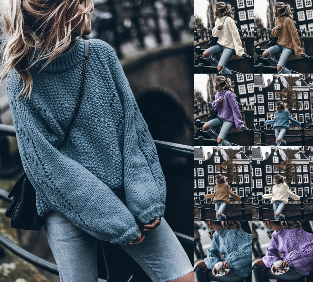 New Autumn 2023 Round Neck Loose Sweater Women Solid Color Long Sleeve Slim Knitted Sweaters Pullover