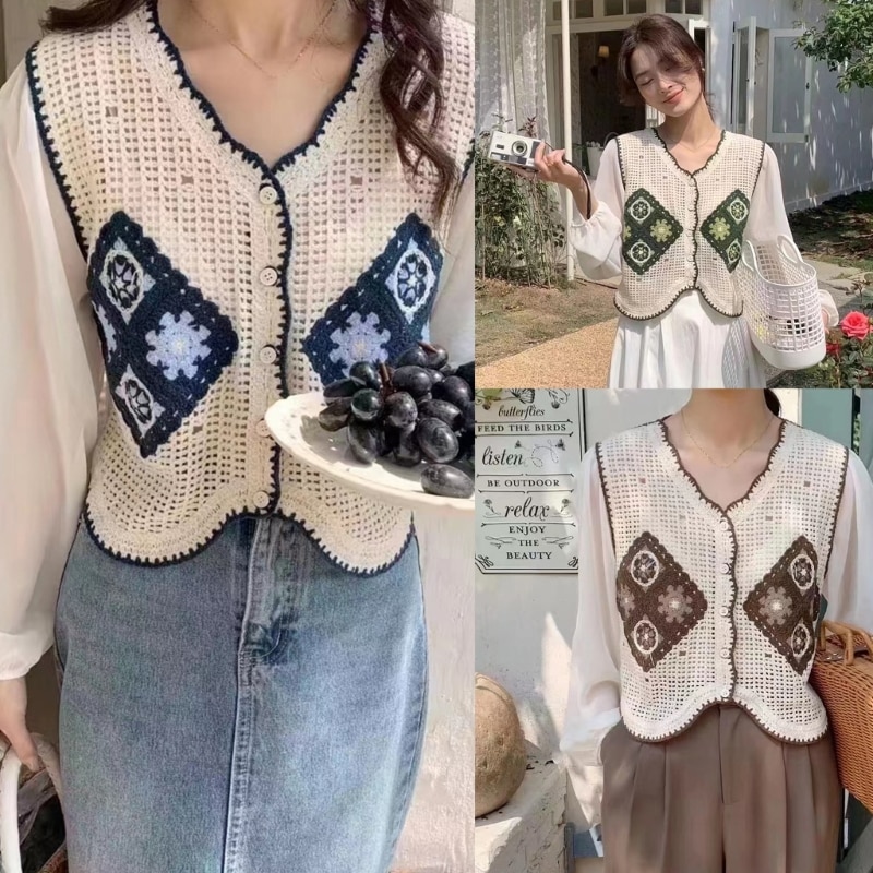Crochets Openwork Shirt Lace Long Sleeved Knit Cardigan Women for Summer Daily Drop shipping